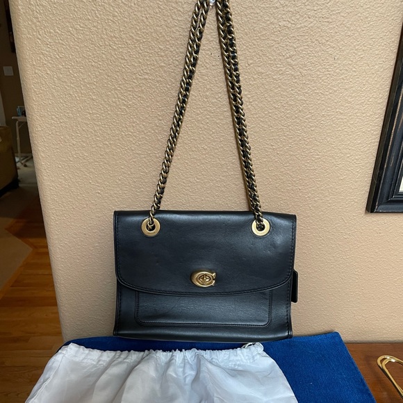 Coach Handbags - Coach Parker black leather shoulder bag